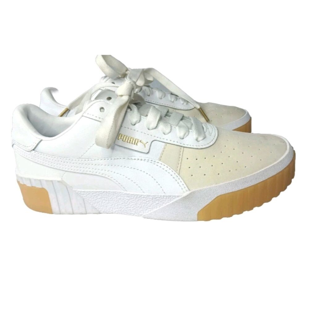 Puma Cali Exotic Sneakers Women's Size 9 Shoes Suede Nubuck White & Cream